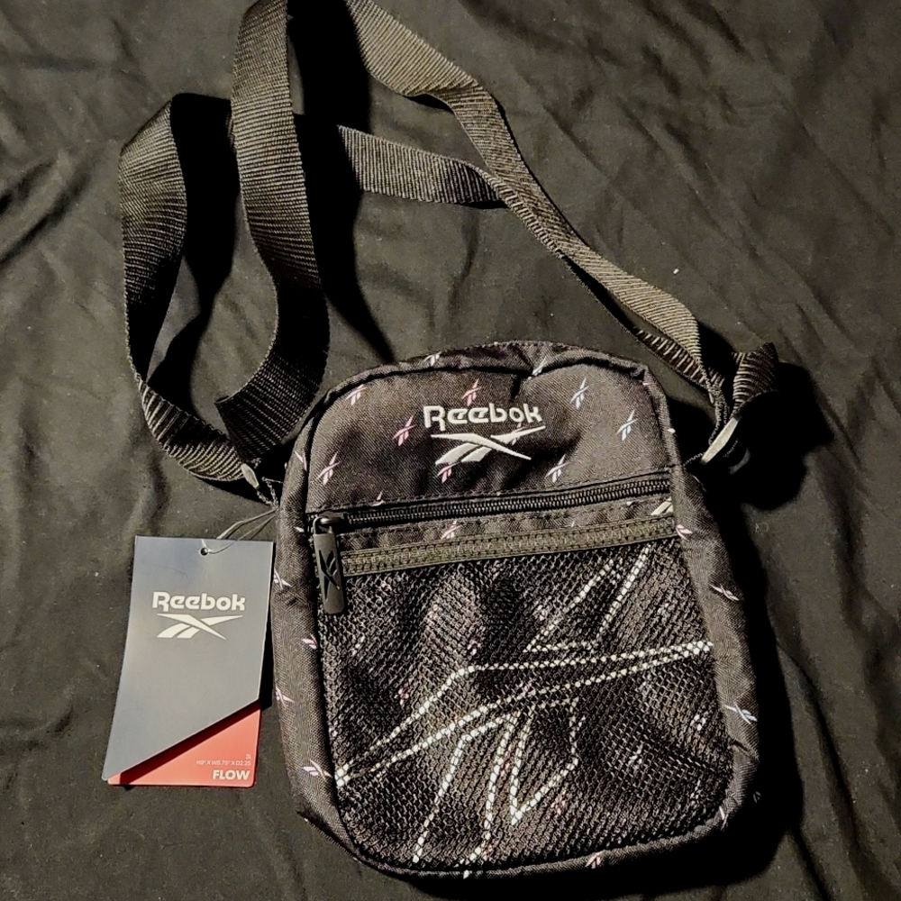 Reebok Crossbody Bag Black with Pink and Blue Logos Brand New with Tags